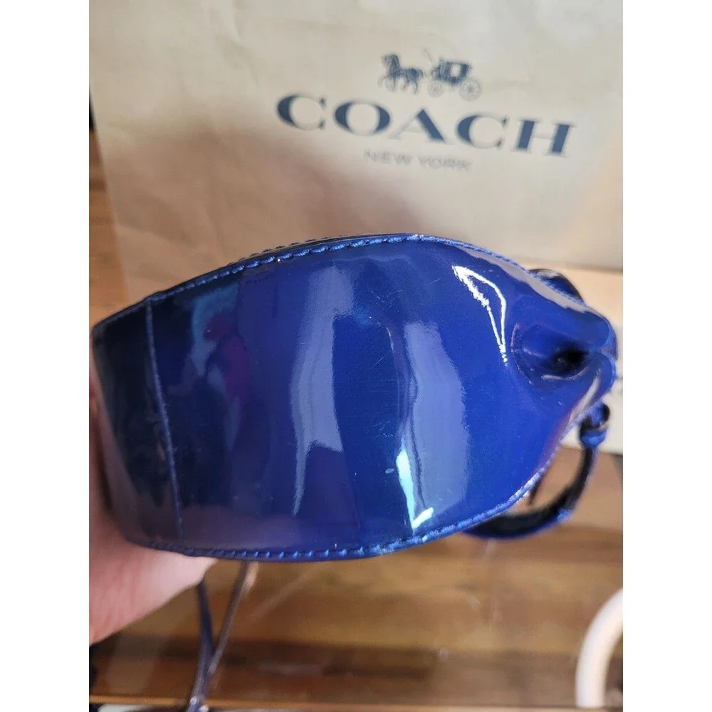 Coach Vintage Willis Midnight Royal Blue Patent Leather Bag Legacy Crossbody - Picture 11 of 16